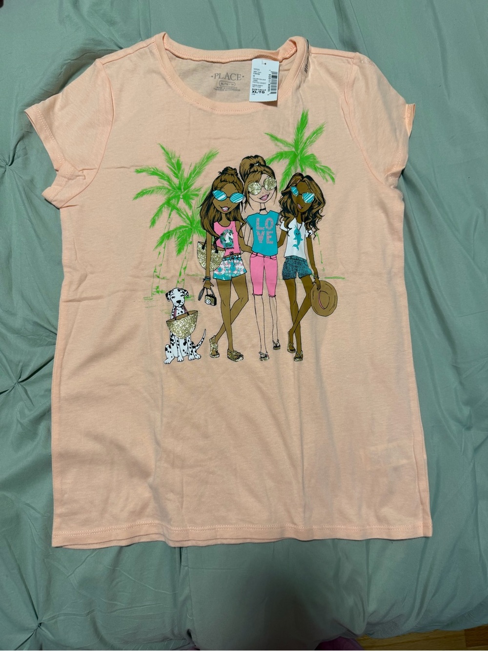 The Children's Place Peach Tee with Beach Girls Graphic